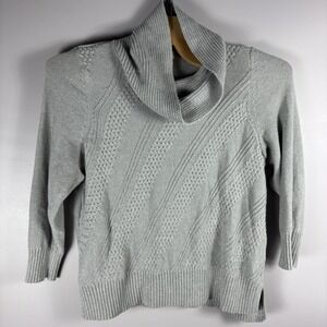Croft Barrow 3X Gray Metallic Cowl Neck Holiday Cable Knit Pullover‎ Sweater